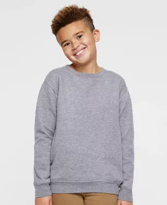 LA T 2225 Youth Elevated Fleece Crew in Heather