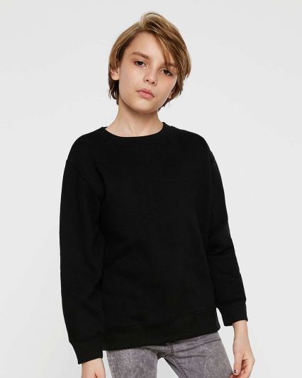 LA T 2225 Youth Elevated Fleece Crew in Black