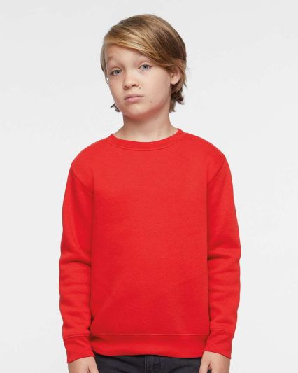 LA T 2225 Youth Elevated Fleece Crew in Red
