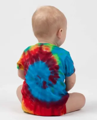 Dyenomite 340MS Infant Spiral Tie-Dyed Onesie in Rainbow