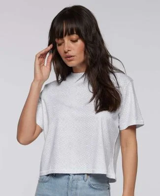 LA T 3518 Ladies' Boxy T-Shirt in White reptile