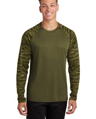 Sport Tek ST376LS Sport-Tek   Drift Camo Colorbloc in Olvdrabgn