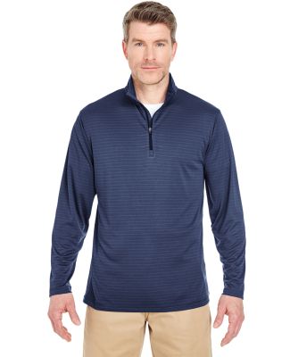 UltraClub 8235 Adult Striped Quarter-Zip Pullover in Navy