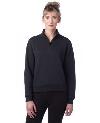 Alternative Apparel 8808PF Ladies' Mock Quarter-Zi in Black