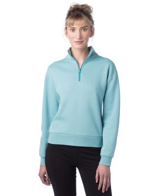 Alternative Apparel 8808PF Ladies' Mock Quarter-Zi in Aqua