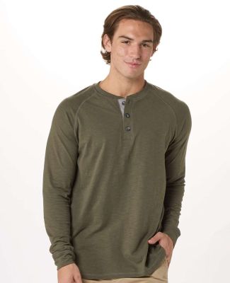 Boxercraft BM3101 Henley Long Sleeve T-Shirt in Olive