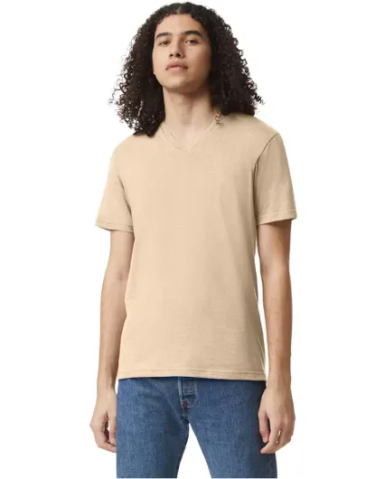 American Apparel 2006CVC Unisex CVC V-Neck Tee in Heather bone