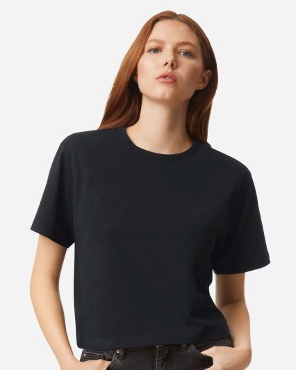 American Apparel 102 Women's Fine Jersey Boxy T-Sh in Black