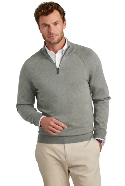 Brooks Brothers BB18402  Cotton Stretch 1/4-Zip Sw in Ltshdgyhtr