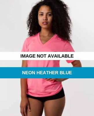 BB456 American Apparel Unisex Poly-Cotton Short Sl Neon Heather Blue