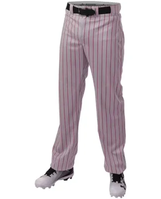 Alleson Athletic 655WPN Crush Pinstripe Pants in Grey/ red