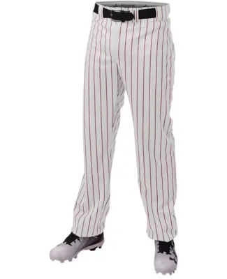 Alleson Athletic 655WPN Crush Pinstripe Pants in White/ red
