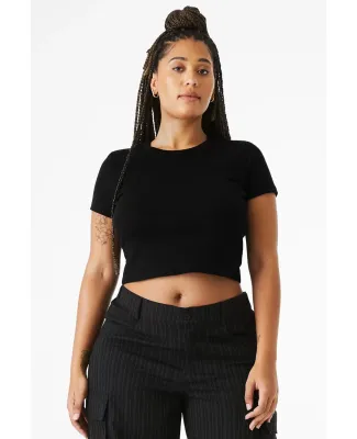 Bella + Canvas 1010 Ladies' Micro Ribbed Baby Tee in Solid blk blend