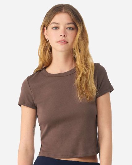 Bella+Canvas 1010 Ladies' Micro Ribbed Baby Tee in Solid cocoa blend