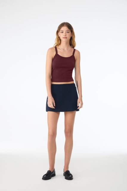 Bella + Canvas 1012 Ladies' Micro Ribbed Scoop Tan in Solid maroon blend