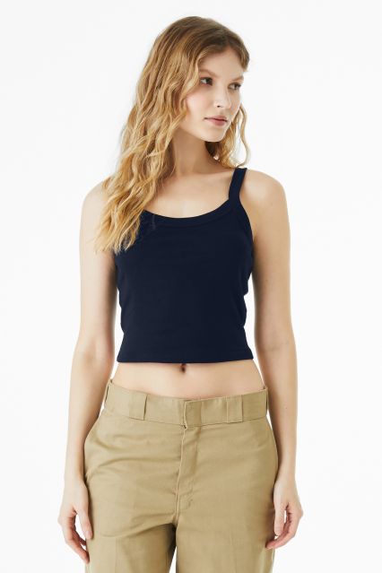 Bella + Canvas 1012 Ladies' Micro Ribbed Scoop Tan in Solid navy blend