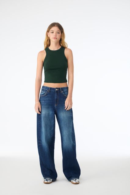 Bella + Canvas 1019 Ladies' Micro Ribbed Racerback in Solid forest blend