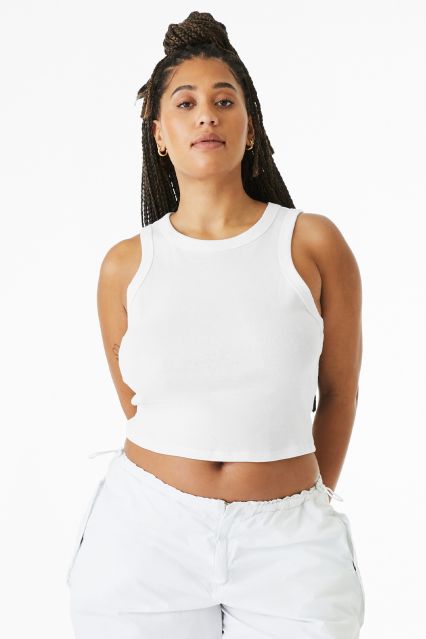 Bella + Canvas 1019 Ladies' Micro Ribbed Racerback in Solid white blend