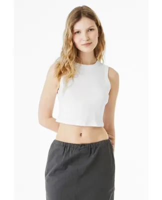 Bella + Canvas 1013 Ladies' Micro Rib Muscle Crop  in Solid wht blend