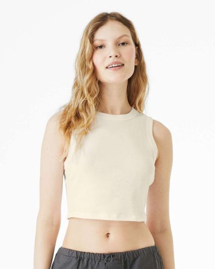 Bella + Canvas 1013 Ladies' Micro Rib Muscle Crop  in Solid natural blend