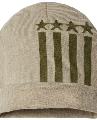 Cap America RK12 USA-Made Patriotic Cuffed Beanie in Khaki/ olive stars