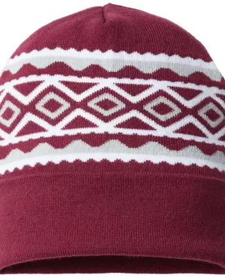 Cap America RKD12 USA- Made Diamond Knit Cuff in Maroon/ silver