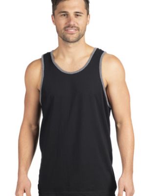 Next Level 3633 Men's Jersey Tank in Black/ heather grey