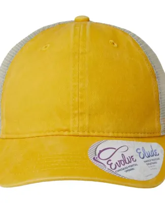 Infinity Hers TESS Women's Washed Mesh Back Cap in Sunset yellow/ polka dots