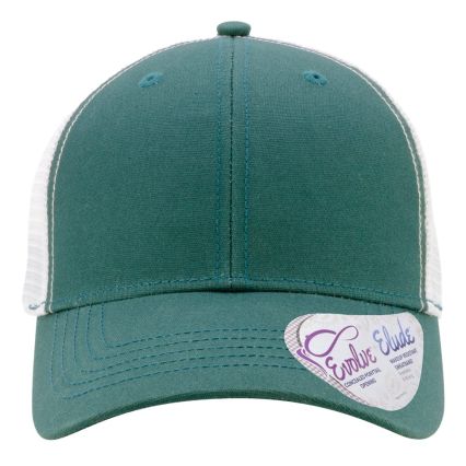 Infinity Hers CHARLIE Women's Modern Trucker Cap in Emerald/ white