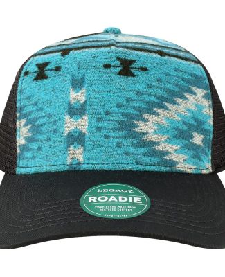 Legacy ROADIE Five-Panel Trucker Cap in Aqua aztec/ black