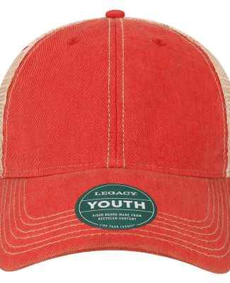 Legacy OFAY Youth Old Favorite Trucker Cap in Scarlet red/ khaki