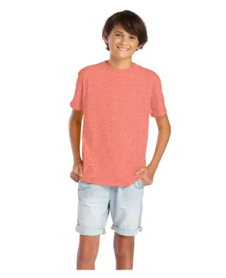 Delta Apparel 65900 Youth Short Sleeve 5.5 oz. Tee in Coral heather