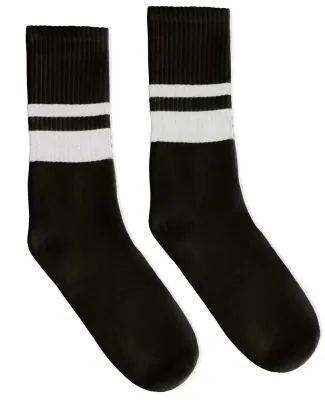 Socco Socks SC100 USA-Made Striped Crew Socks in Black/ white thin & thick stripe