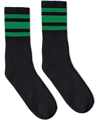 Socco Socks SC100 USA-Made Striped Crew Socks in Black/ green