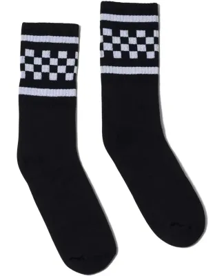 Socco Socks SC300 USA-Made Checkered Crew Socks in Black/ white