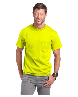 Delta Apparel 65732 Adult Short Sleeve 6.0 oz. Poc in Safety green gdp