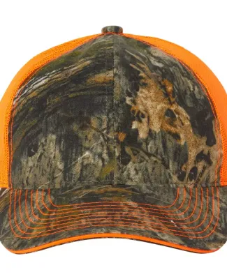Outdoor Cap CGWM301 Washed Brushed Mesh-Back Camo  in Country dna/ neon orange