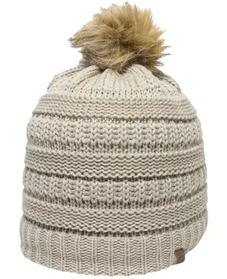 Outdoor Cap OC805 Cable Knit Faux Fur Pom in Ivory