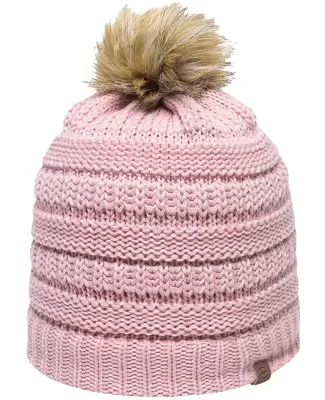Outdoor Cap OC805 Cable Knit Faux Fur Pom in Rose gold