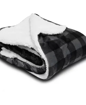 Alpine Fleece 8712 Micro Mink Sherpa Blanket in Grey/ black buffalo