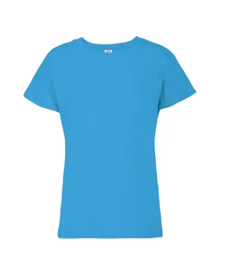 Delta Apparel 1300 Girls Semi-Sheer Cap Sleeve 3.3 in Turquoise