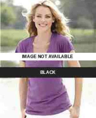 J. America - Ladies' Vanity V-Neck Slub T-Shirt -  Black