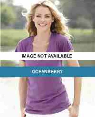 J. America - Ladies' Vanity V-Neck Slub T-Shirt -  Oceanberry
