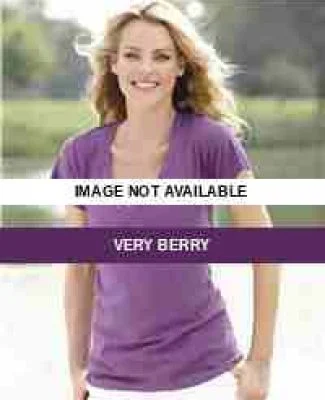 J. America - Ladies' Vanity V-Neck Slub T-Shirt -  Very Berry