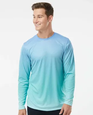 Paragon 225 Barbados Performance Pin Dot Long Slee in Blue mist/ light teal