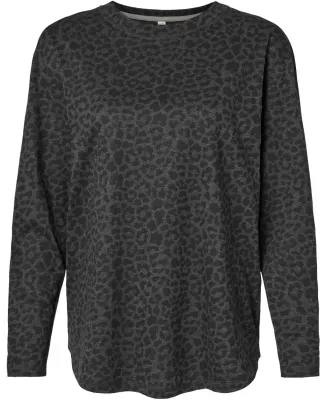 LA T 3508 Ladies' Relaxed  Long Sleeve T-Shirt in Black leopard