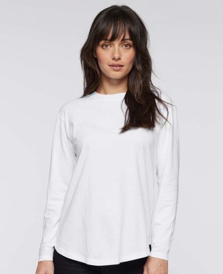 LA T 3508 Ladies' Relaxed  Long Sleeve T-Shirt in White