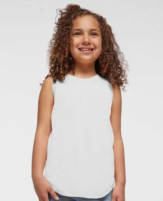 LA T 2692 Youth Relaxed Tank in White