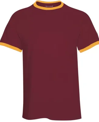 Champion Clothing T136 Ringer T-Shirt in Maroon/ gold