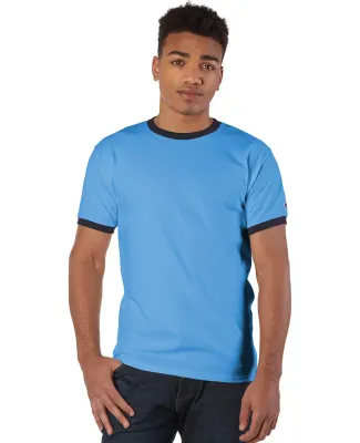 Champion Clothing T136 Ringer T-Shirt in Light blue/ navy